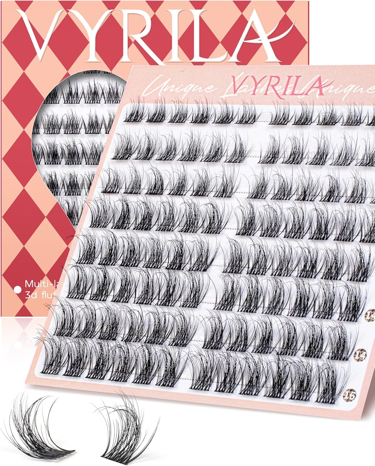Lash Clusters 0.05Mm PBT Fiber Eyelash Clusters, 0.1Mm Superfine Invisiband D Curl Diy Lash Extension, 96Pcs 8-16Mm Individual like Eyelash Extensions (Velvet-D-8-16Mix) image number 5