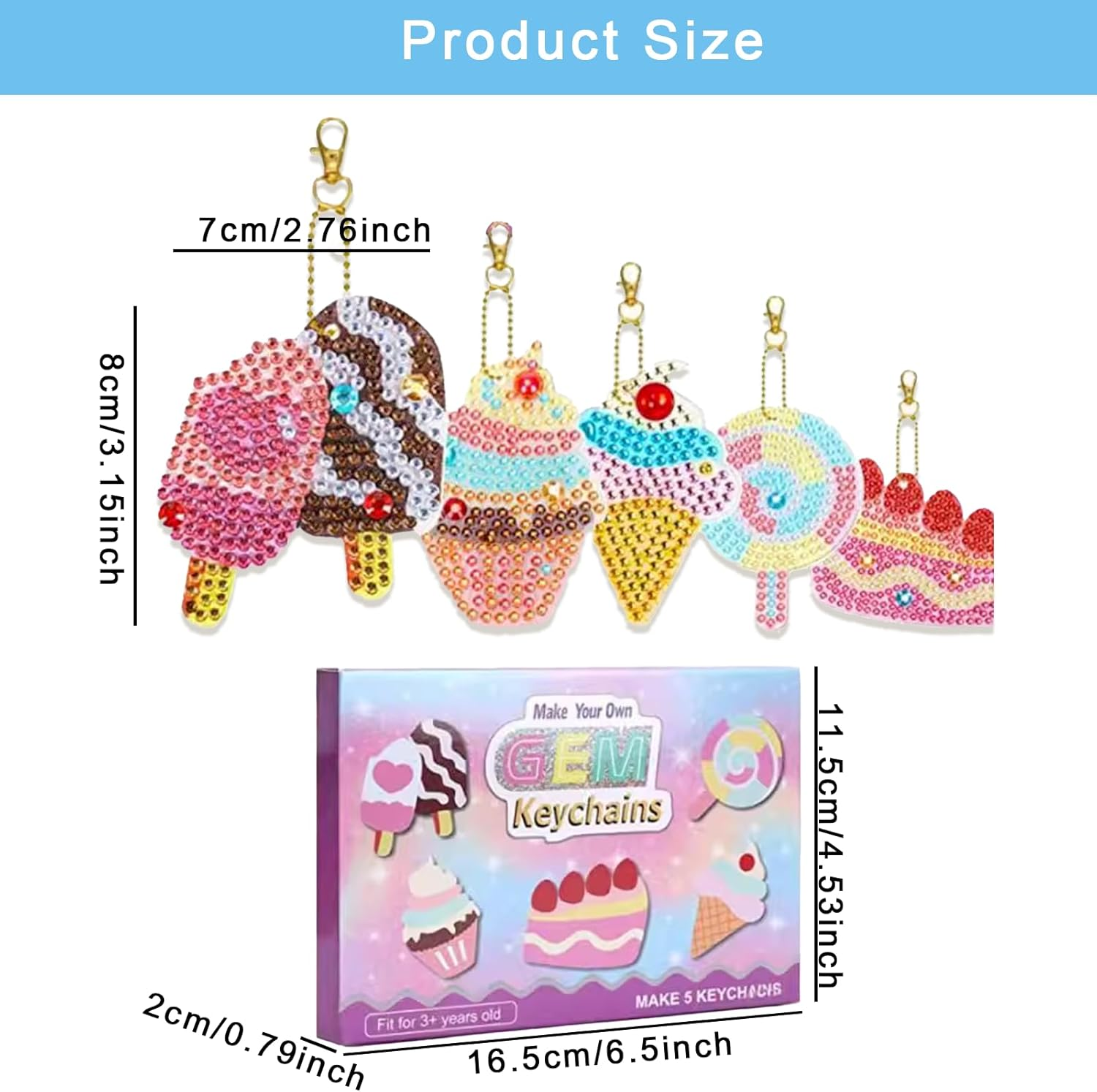 5D Gem Diamond Art Kit for Kids with Tool Kit Diamond Digital Painting Stone Art Keychain DIY Diamond Painting Stickers Supplies Suitable for Kids Adults Beginners Girls Gift image number 3