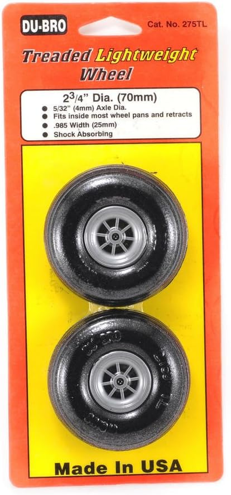 Du-Bro 275TL 2-3/4" Diameter Treaded Lightweight Wheel (2-Pack)