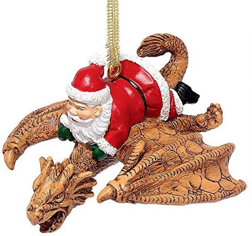 Design Toscano Santa and the Snowdragon 2020 Holiday Gothic Ornament, Individual, Full Color image number 3