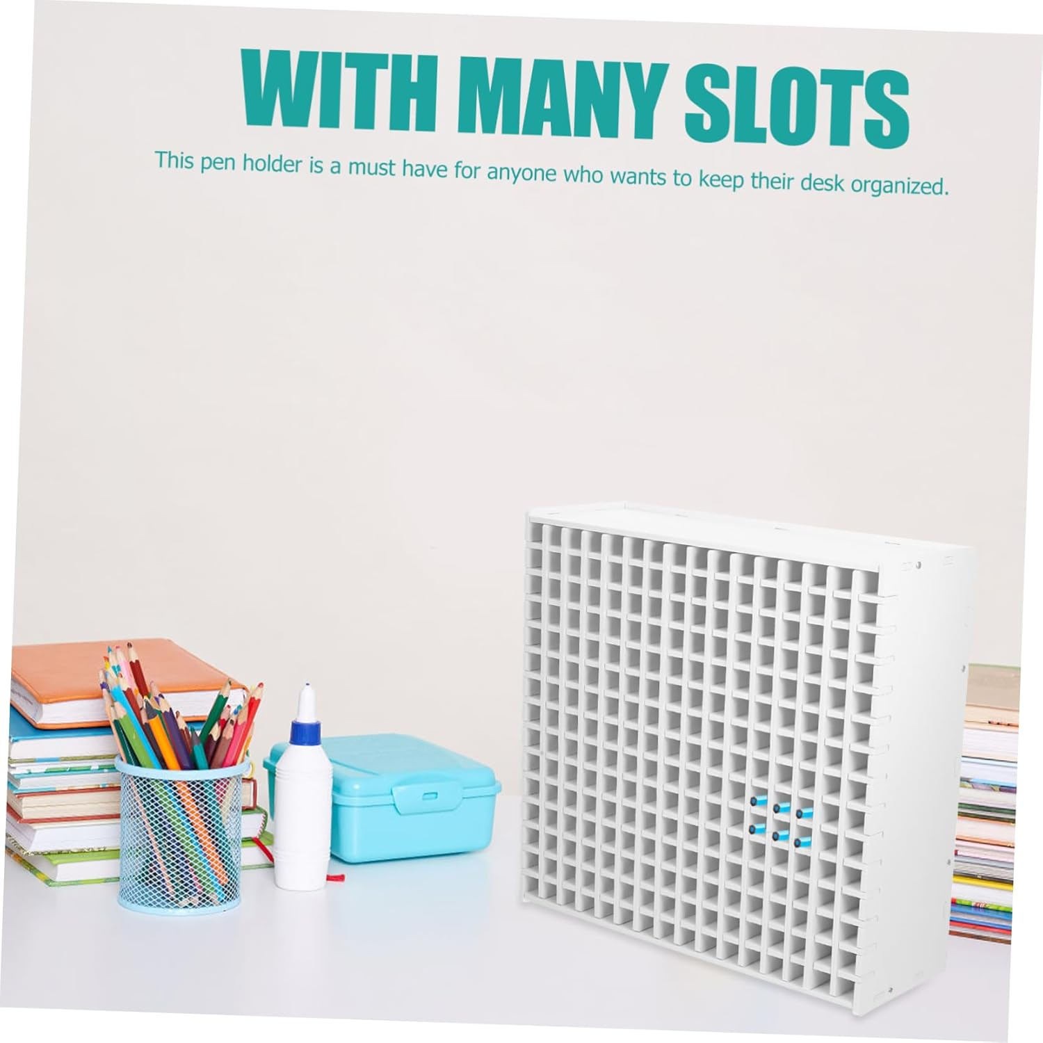 Angoily Marker Pen Storage Box Multi-Function Desk Organizer for Art Brush Pens Compartment Counter Organizer for Boys and Girls Desk and Study Accessories Material