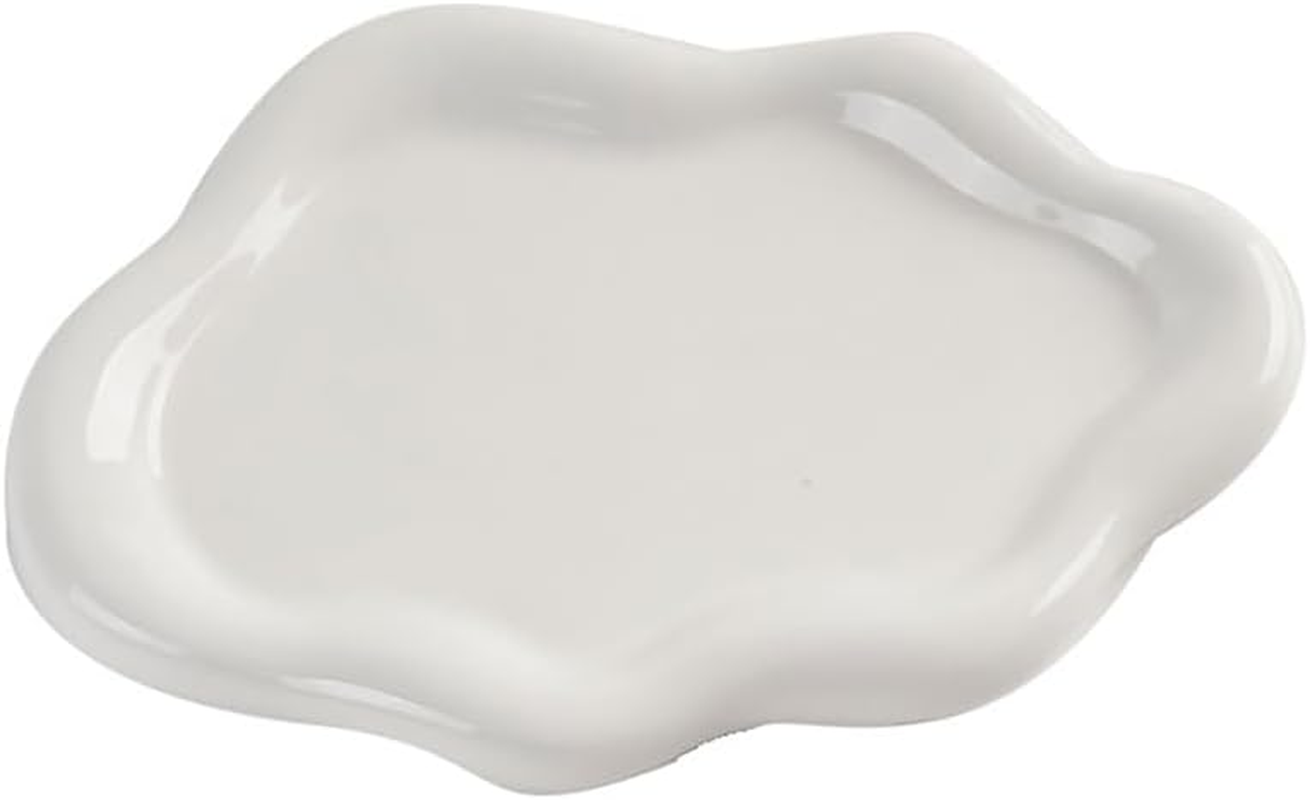 Xiaaofea Chubby Cloud Shape Ceramic Jewelry Dish Trinket Tray, Elegant Ring Necklace Organizer & Perfume Holder, Decorative Bedside Tabletop Decor, Jewelry Tray, Trinket Tray, Aesthetic Vanity Decor