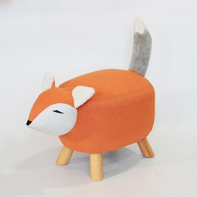 Extra Large Premium Handcrafted Wooden Animal Stools,Adorably Crafted with Fine Details, Multi-Purpose for Kid'S Seat, Decorative Furniture Piece or Shoe Changing Stool.(Fox) image number 1