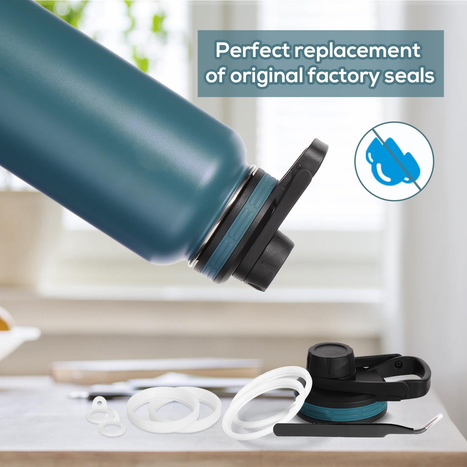 12Pcs Silicone Water Bottle Lid Replacement for Thermoflask 24/32/40/64 Oz, Seal Ring with Tweezers BPA Free Tumbler Lid Gasket Seal Washer O Ring Replacement Thermoflask Accessories Part image number 6