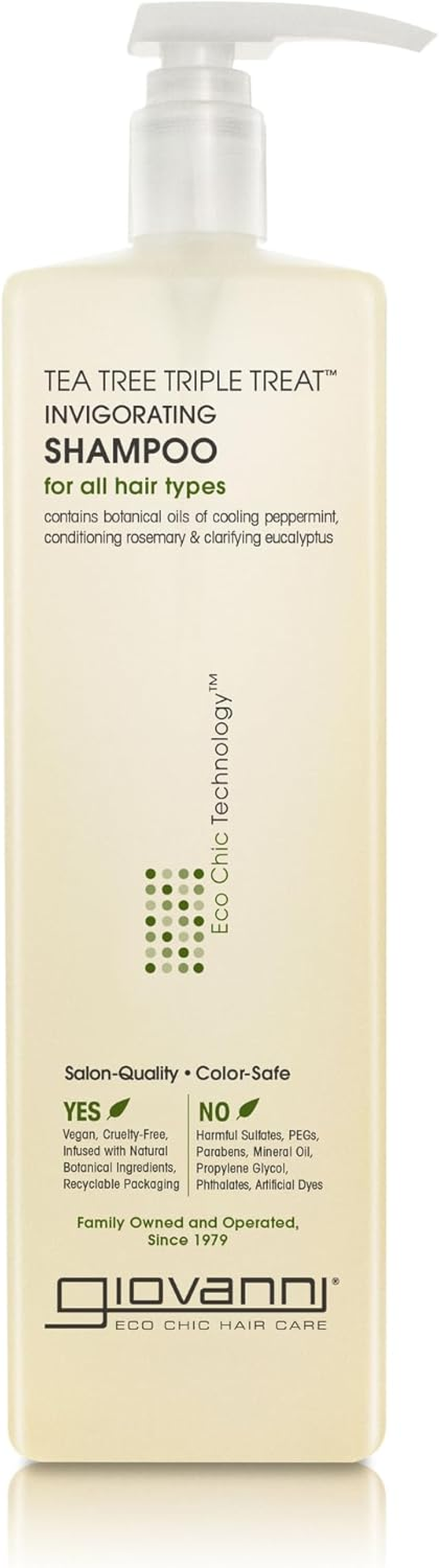 GIOVANNI Tea Tree Triple Treat Invigorating Shampoo, 24 Oz. - Cooling Peppermint, Eucalyptus, Conditioning Rosemary, Strengthens, Helps Dry Flaking Scalp, Lauryl and Laureth Sulfate Free, Paraben Free