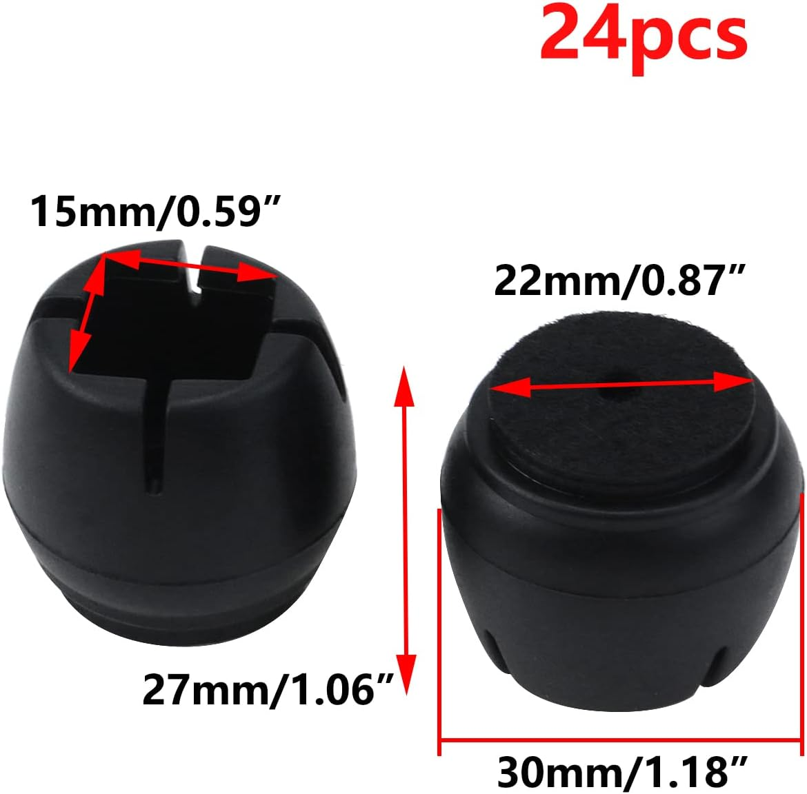 Antrader 24Pcs Silicon Furniture Pads Floor Protector Sofa Non-Slip Chair Feet Pad Table Leg Cap with Felt Pads Fit round Chair Leg 8/9" to 1" (2.2-2.6Cm) or Square 3/5" to 4/5"(1.5-2Mm) Black image number 1