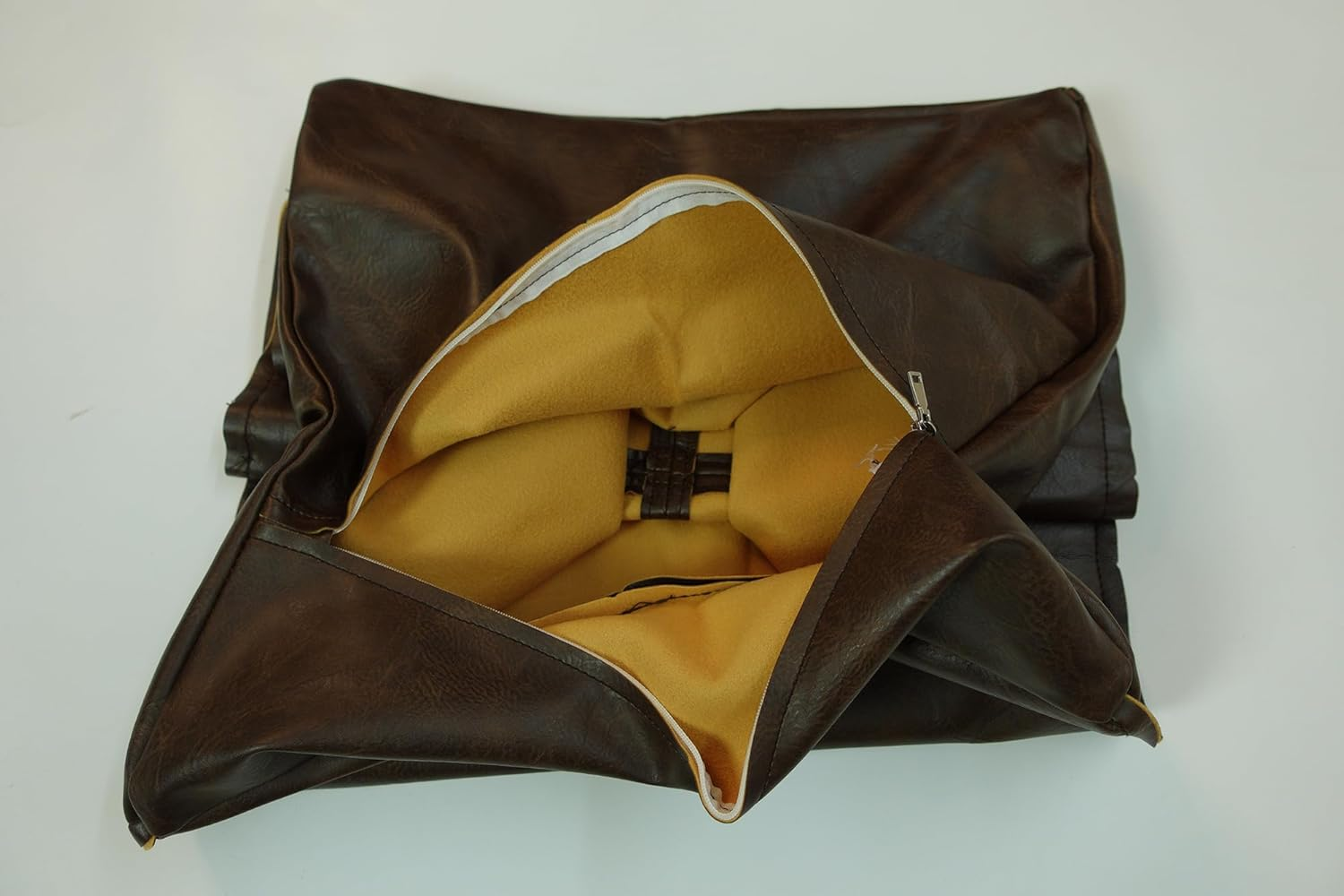 Unstuffed Pouf Ottoman Cover - Faux Leather Storage Pouffe Covers, Floor Cushion Footrest Seat Cover, Waterproof Square 41X41X38Cm (Cover Only) - Brown image number 4