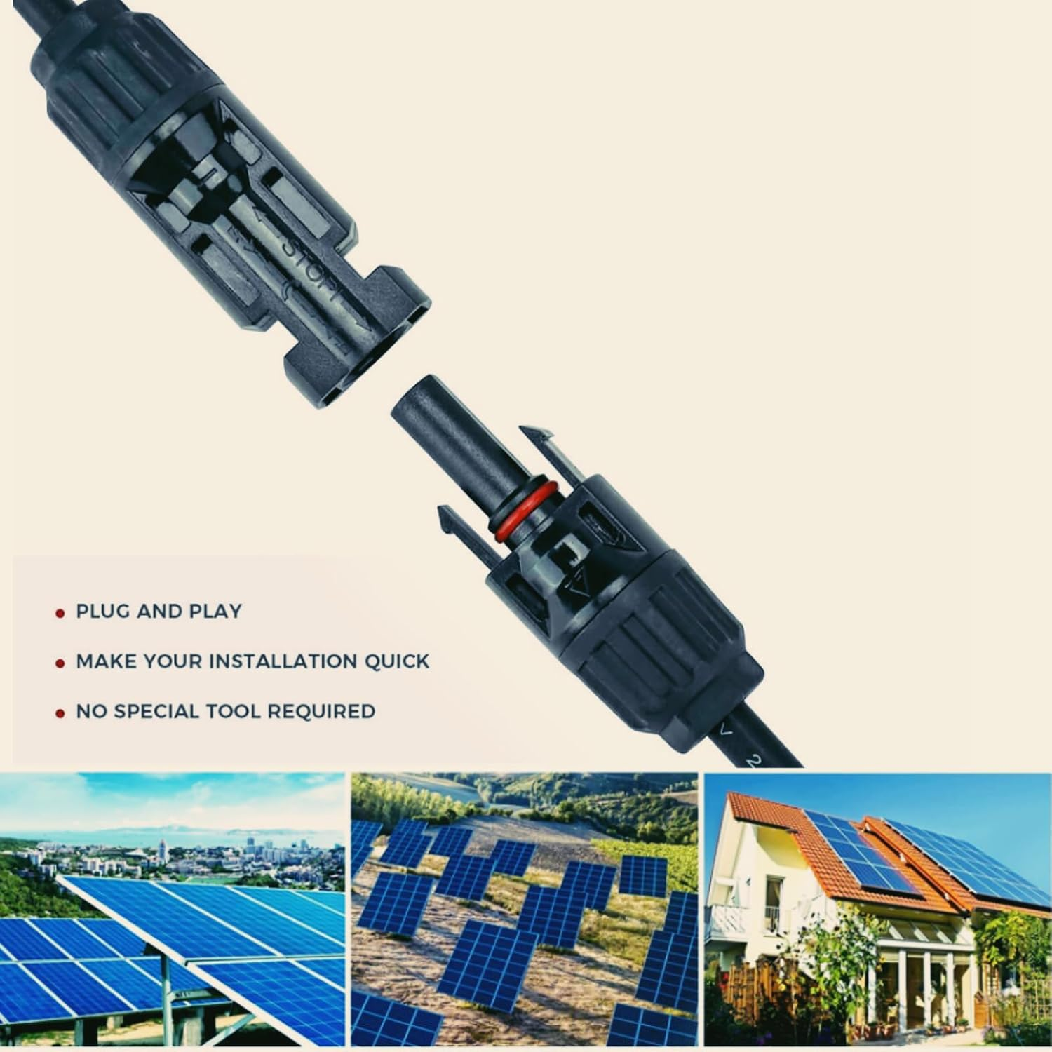 KUGONTC 50AMP Anderson Plug to Solar Panel Cable Wiring Y Adaptor Connector,12V Solar Plug Connection Adaptor 200CM image number 5