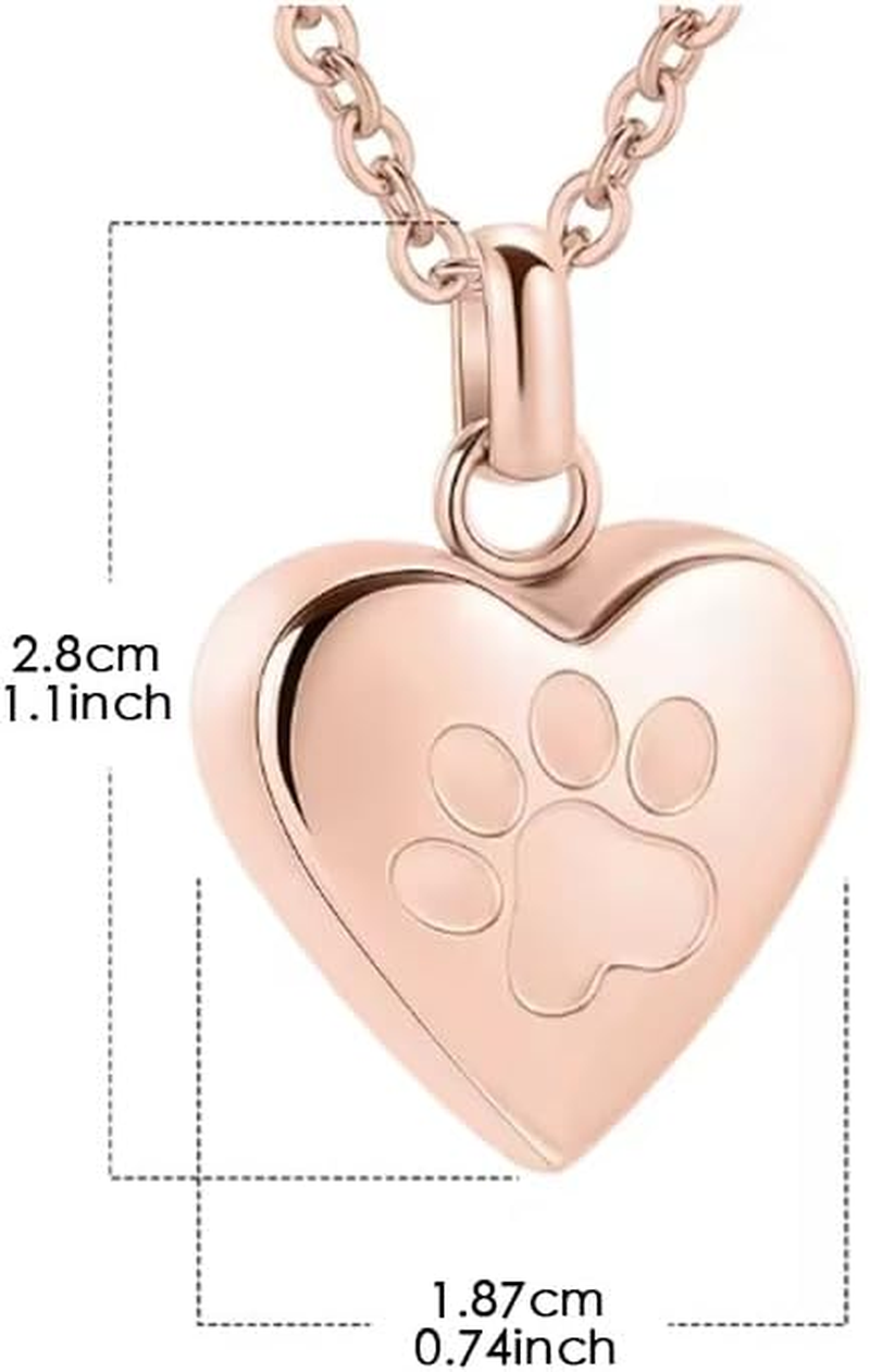 Heart-Shaped Pet Cremation Jewelry Pendant for Ashes - Paw Print Urn Necklace Memorial Keepsake for Dogs & Cats (Silver, One Size) image number 4