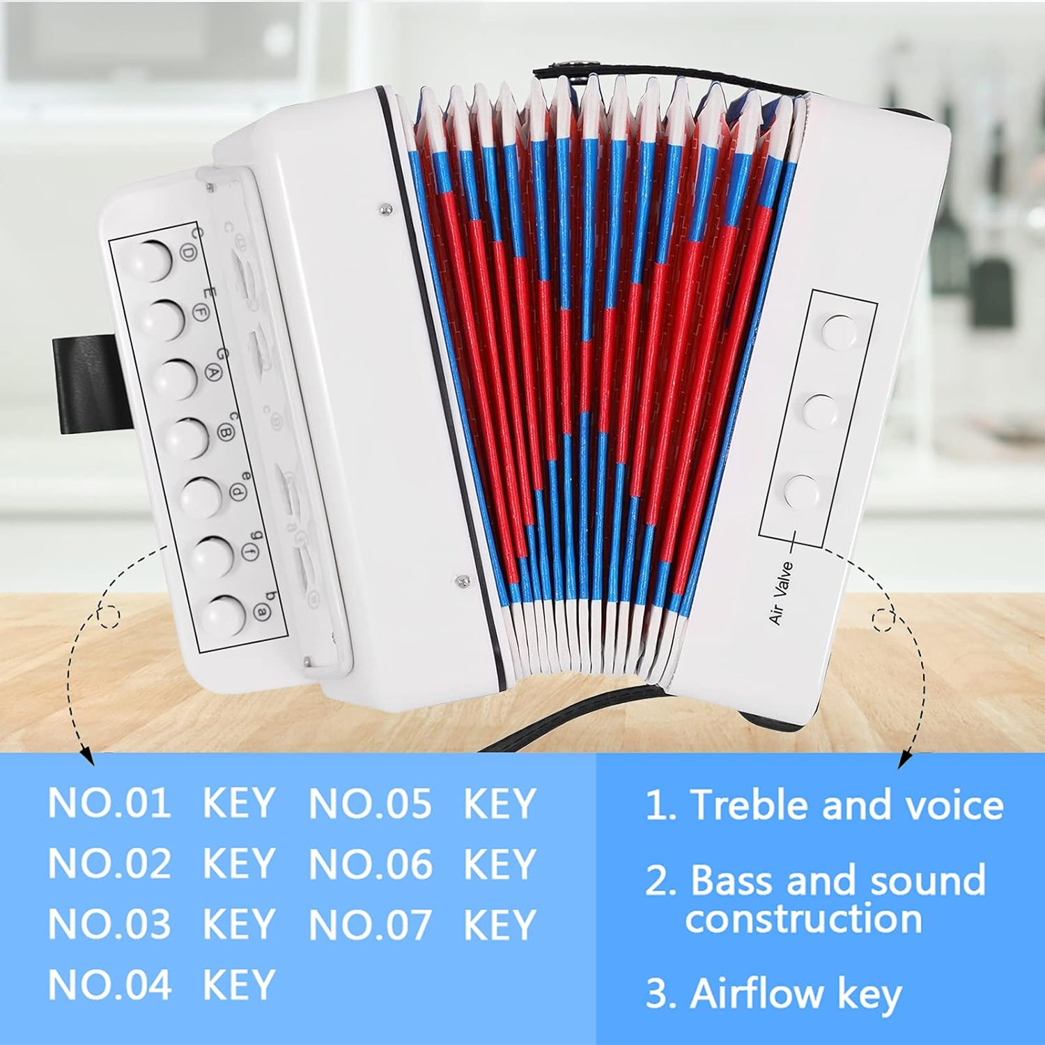 Accordion,10 Keys Control Accordion Musical Instruments Mini Accordion Instrument ABS Material Musical Instrument for Beginners image number 1