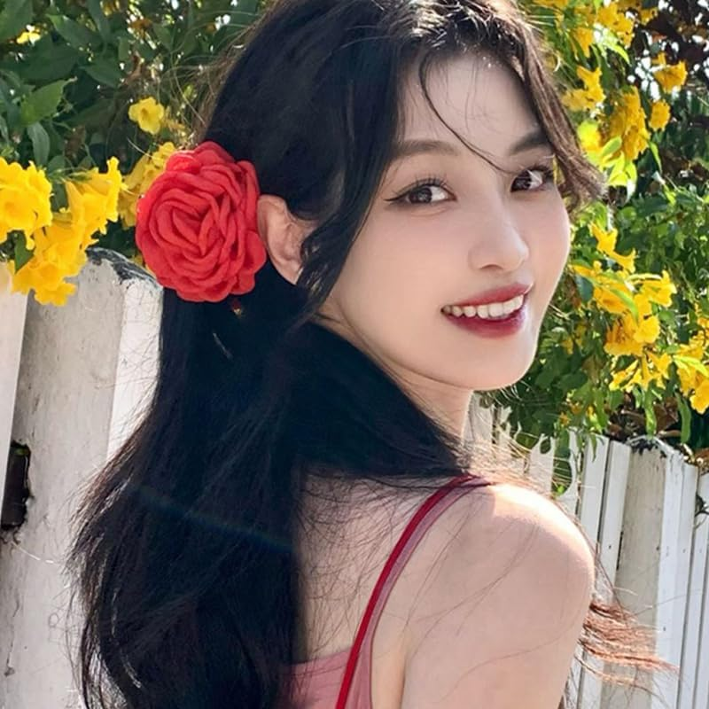 Large Rose Flower Claw Clip for Women Girls Red Rose Hair Clips for Women Girls Rose Claw Clips for Hair Decorations for Long Short Hair Styling Clips for Women Girls