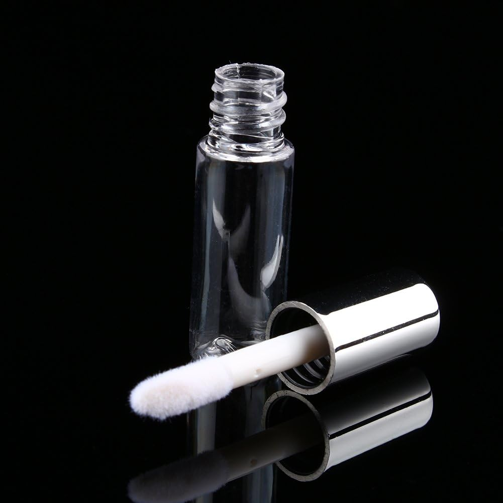 Empty Lip Gloss Tubes, 45Pcs 1.2Ml Mini Transparent Tubes, Empty Lip Balm Containers with Silver Lid for Lipstick Samples