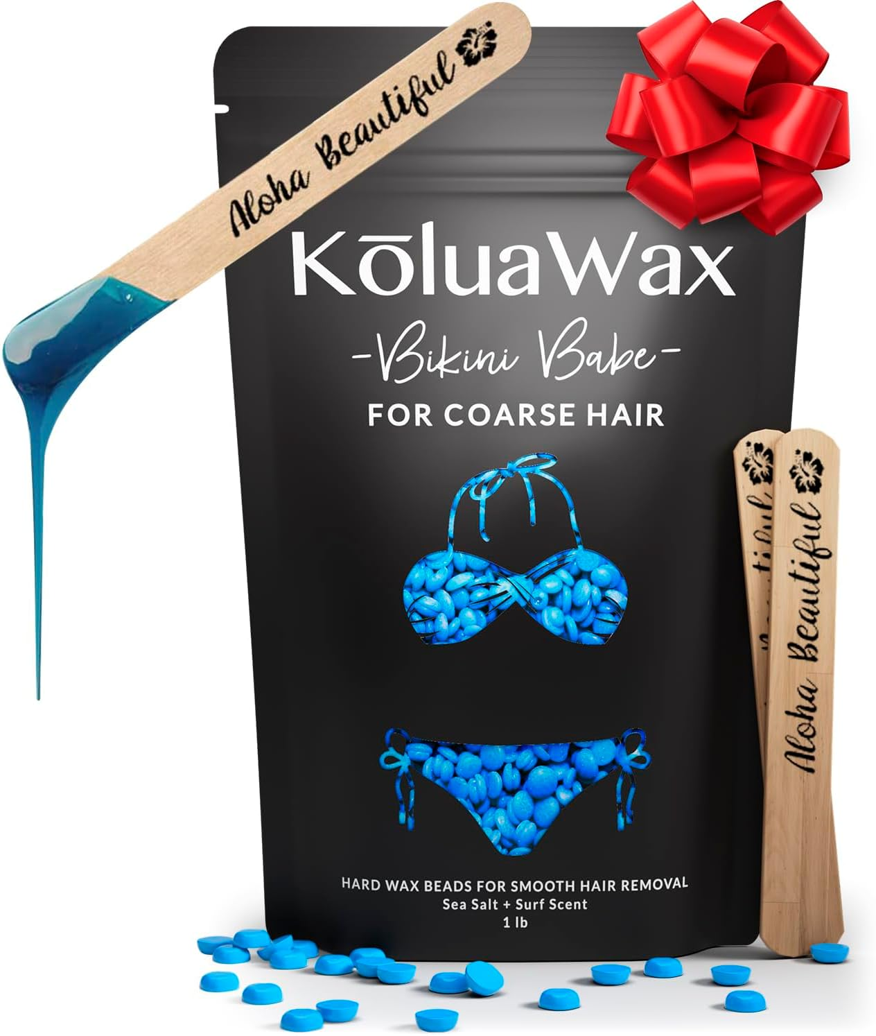 Koluawax Hard Wax Beads for Hair Removal &ndash; Coarse Hair Formula &ndash; Face, Brazilian, Underarms, Back Chest, Bikini Waxing &ndash; Sea Salt & Surf, 1Lb Refill for Wax Warmers & 10 Large Applicator Sticks image number 5