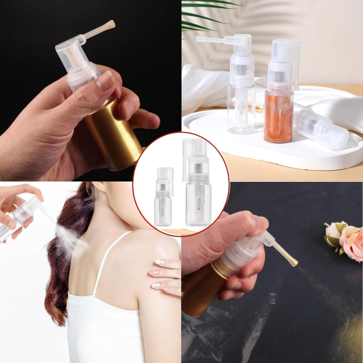 2 Pcs Glitter Duster Sprayer Transparent Powder Spray Bottles, Glitter Spray Bottle,14Ml and 35Ml Duster Spray Pump for Hair Salon, Cakes, Flower, Scrapbooking, Cardmaking image number 2