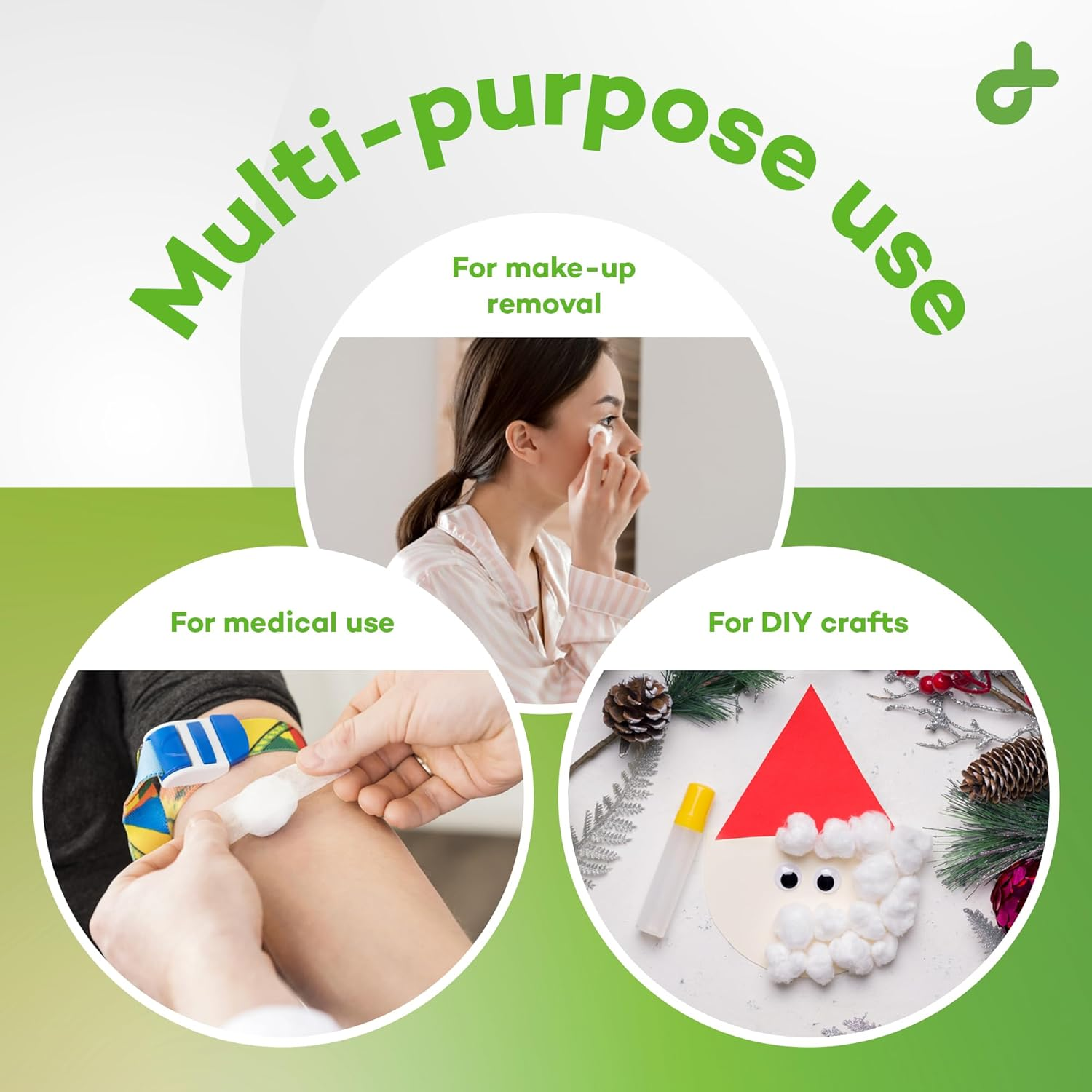 Dealmed 300 Ct. Cotton Balls for Face, Makeup, Medical Uses, & DIY Crafts | Non-Sterile Bulk Pack | Resealable Zip-Locked Bag | 100% Pure Cotton, Soft, Absorbent, Gentle (Case of 24) image number 3