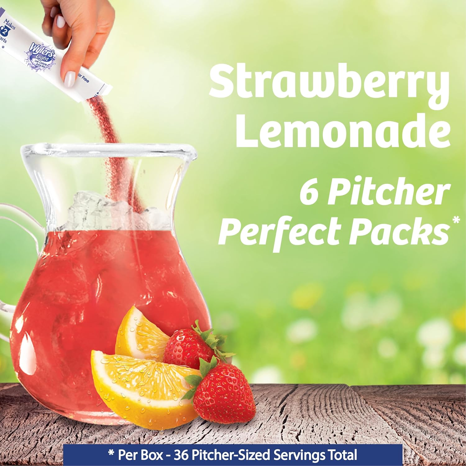 Wyler'S Light Pitcher Packs, Water Drink Mix, Strawberry Lemonade, 6 Boxes (36 Pitcher Packets) image number 2