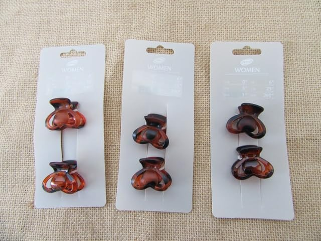 10Sheets X 2Pcs Fashion Brown Coffee Heart Claw Hair Clips