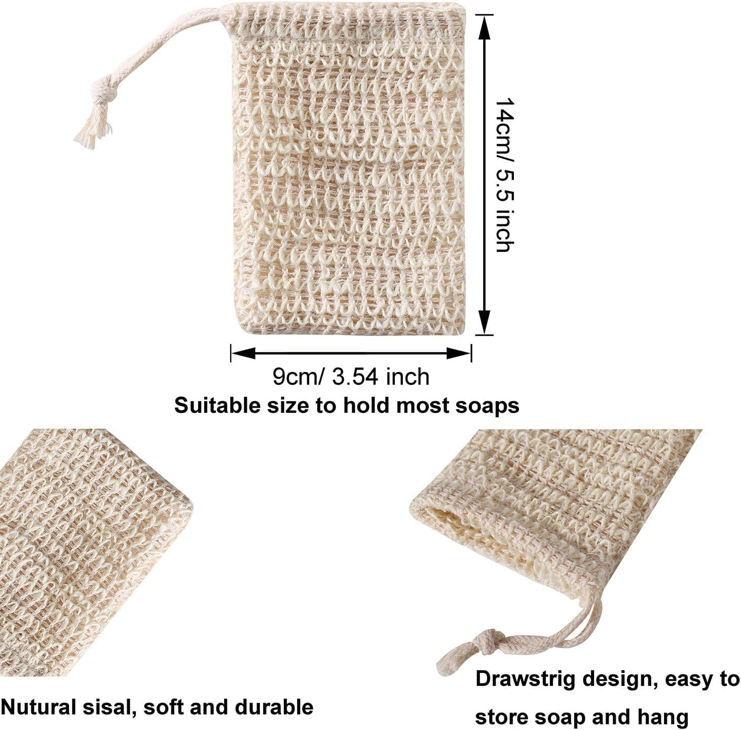 40 Pack Soap Exfoliating Bag Pouch Soap Saver Natural Ramie Soap Bag Hand Made Soap Bag Mesh Soap with Drawstring for Bath & Shower Use image number 6