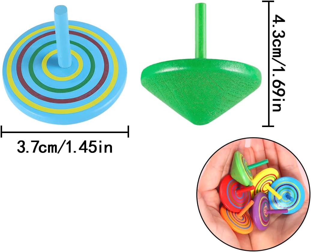 WELANE Wooden Gyroscopes Toy, 12 PCS Novelty Wood Colorful Spinning Tops for Fun, Gift, Family Game (Mixed Color) image number 2