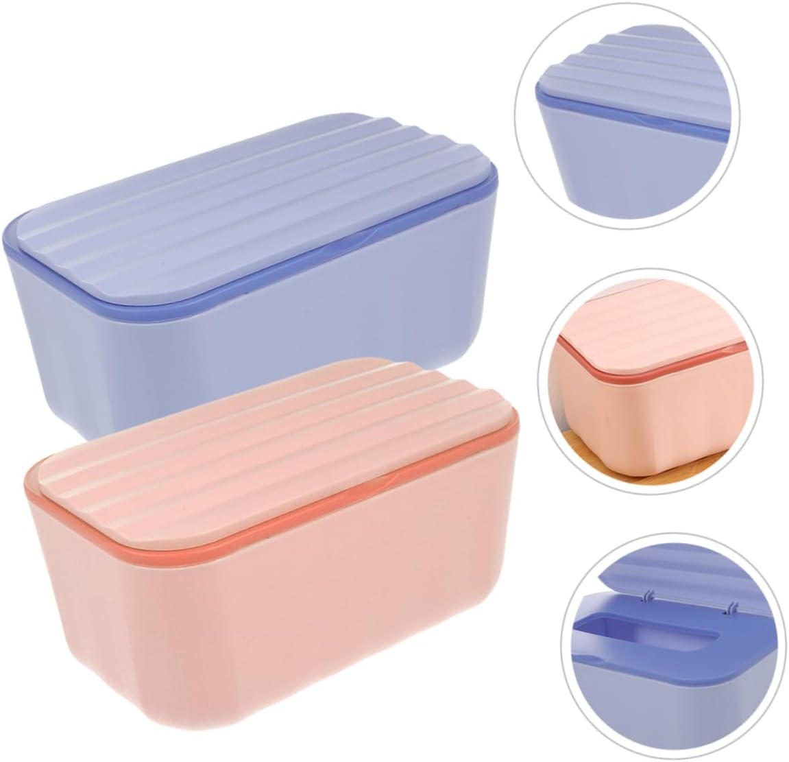 Yardenfun 2Pcs Refillable Wipe Dispenser Tissue Box Holder for Bathroom Portable Desktop Wipe Holder Case Reusable Dispenser for Diaper Bag