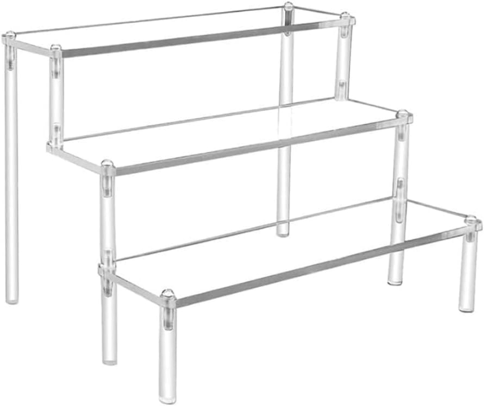 Acrylic Riser Display Stand, 3 Tier Clear Acrylic Display Shelf for Action Figures,Perfume Makeup Dessert Display Risers Steps Dessert Table Stands for Organizer and Decoration image number 5