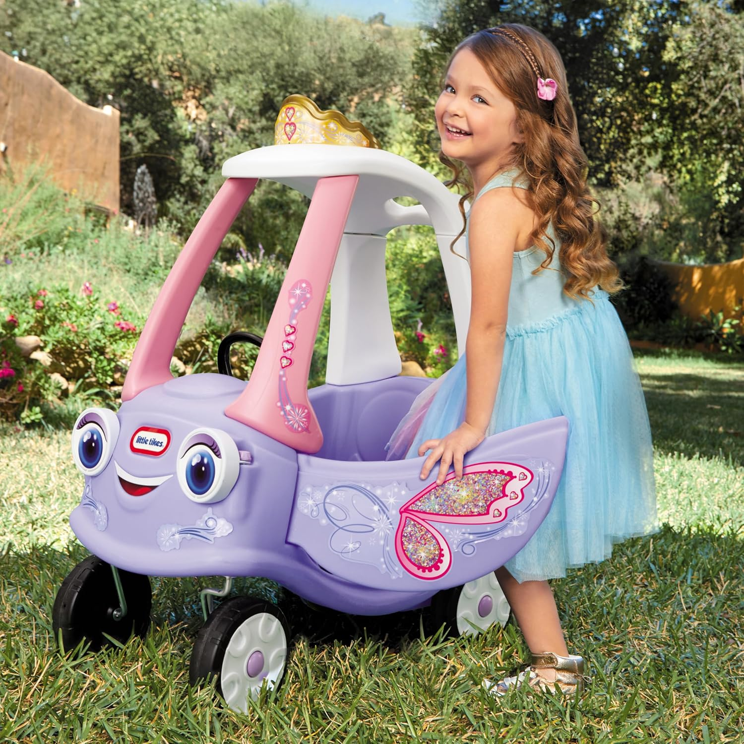 Little Tikes Fairy Cozy Coupe - Indoor and Outdoor Ride-On Car for Toddlers, Foot-To-Floor or Parent Push Ride, Built for Active Play Vehicle for Ages 18 Months to 5 Years image number 4