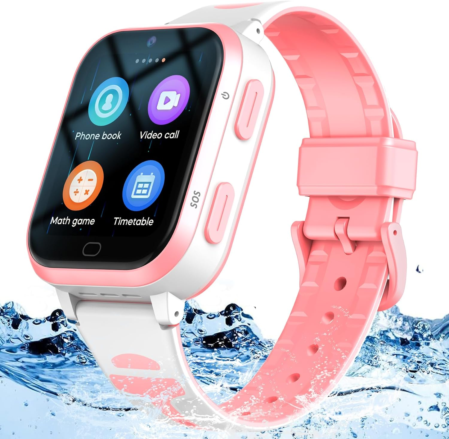 Kids 4G GPS Smart Watch Calling Whatsapp Line Facebook Worldwide Tracker Real-Time Tracking Phone Video Voice Message Chat SOS Alarm Geo-Fence Pedometer Anti-Lost for 3-15 Boys Girls Elderly Gift