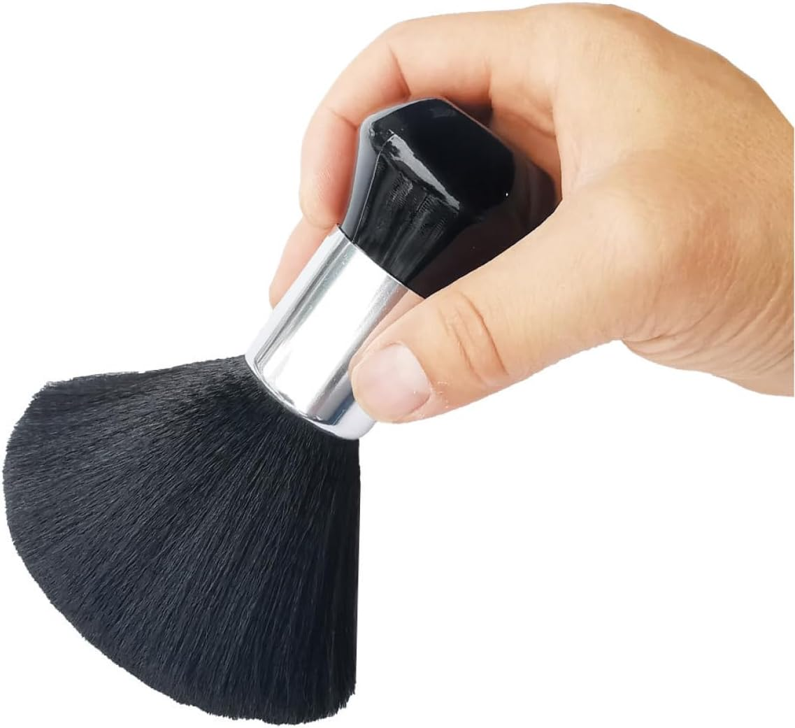 Barber Cape with Neck Duster Brush Hairdressing Tools for Salon Black 2PCS Haircut Gown image number 4