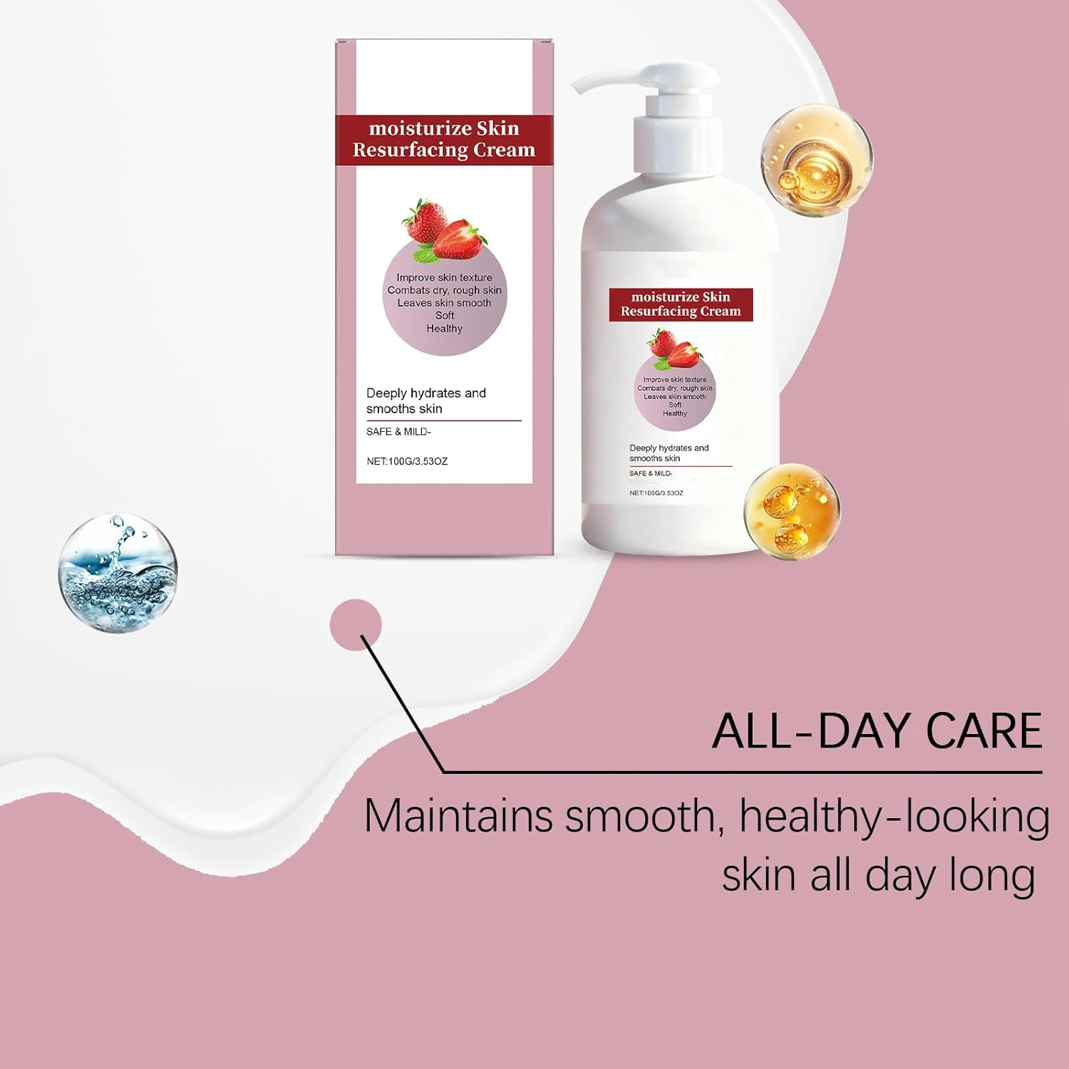 Strawberry Skin Resurfacing Cream, Strawberry Smoothing Cream, Body Moisturising for Rough & Bumpy Skins, Hydrating Body Lotion, Smoothes Texture & Evens Tone, Daily Care for Arms & Legs (6Pcs) image number 1