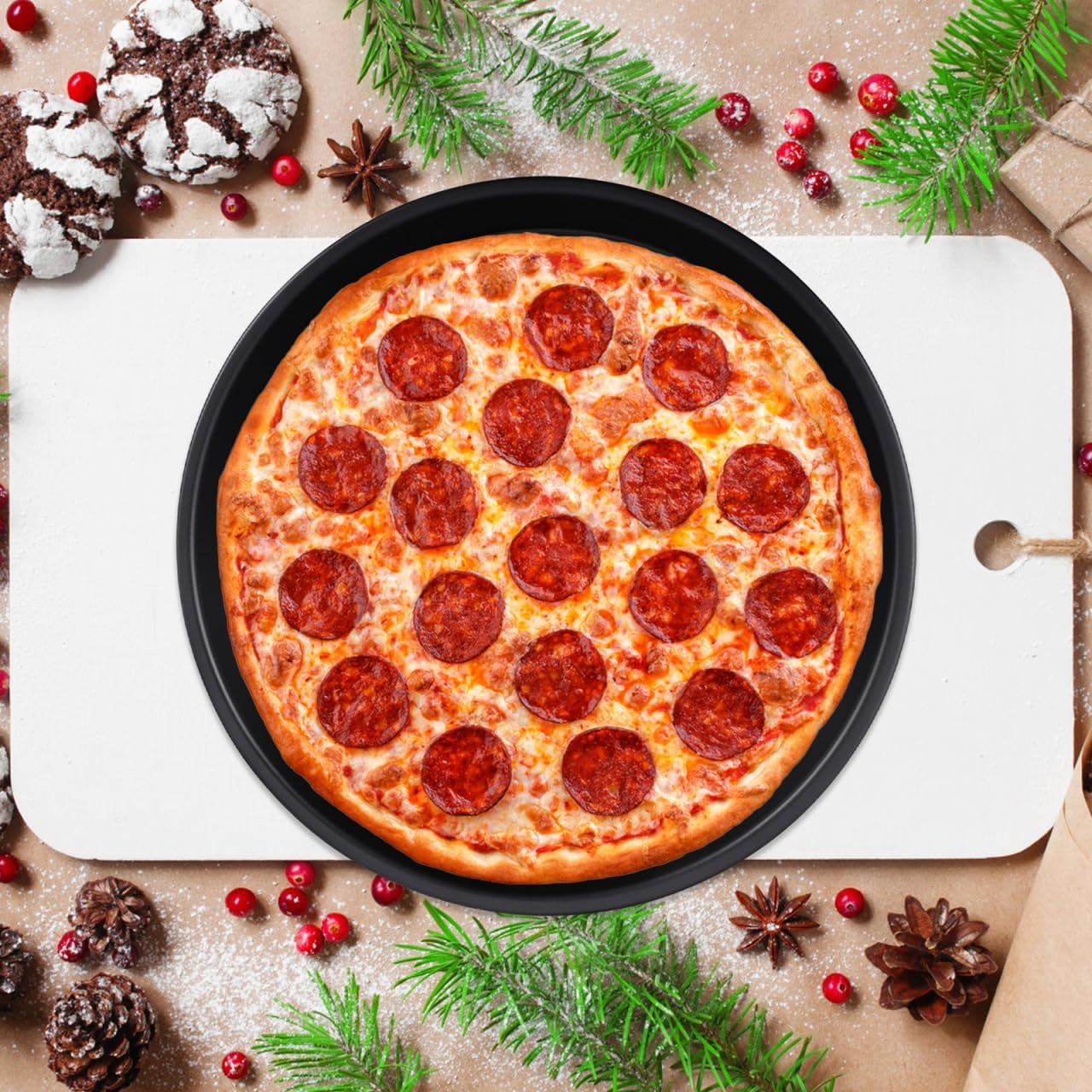 SOLUSTRE Set of Baking Molds Cake Pizza Pan Air Fryer Accessories Nonstick Coating round Shape for Baking image number 1