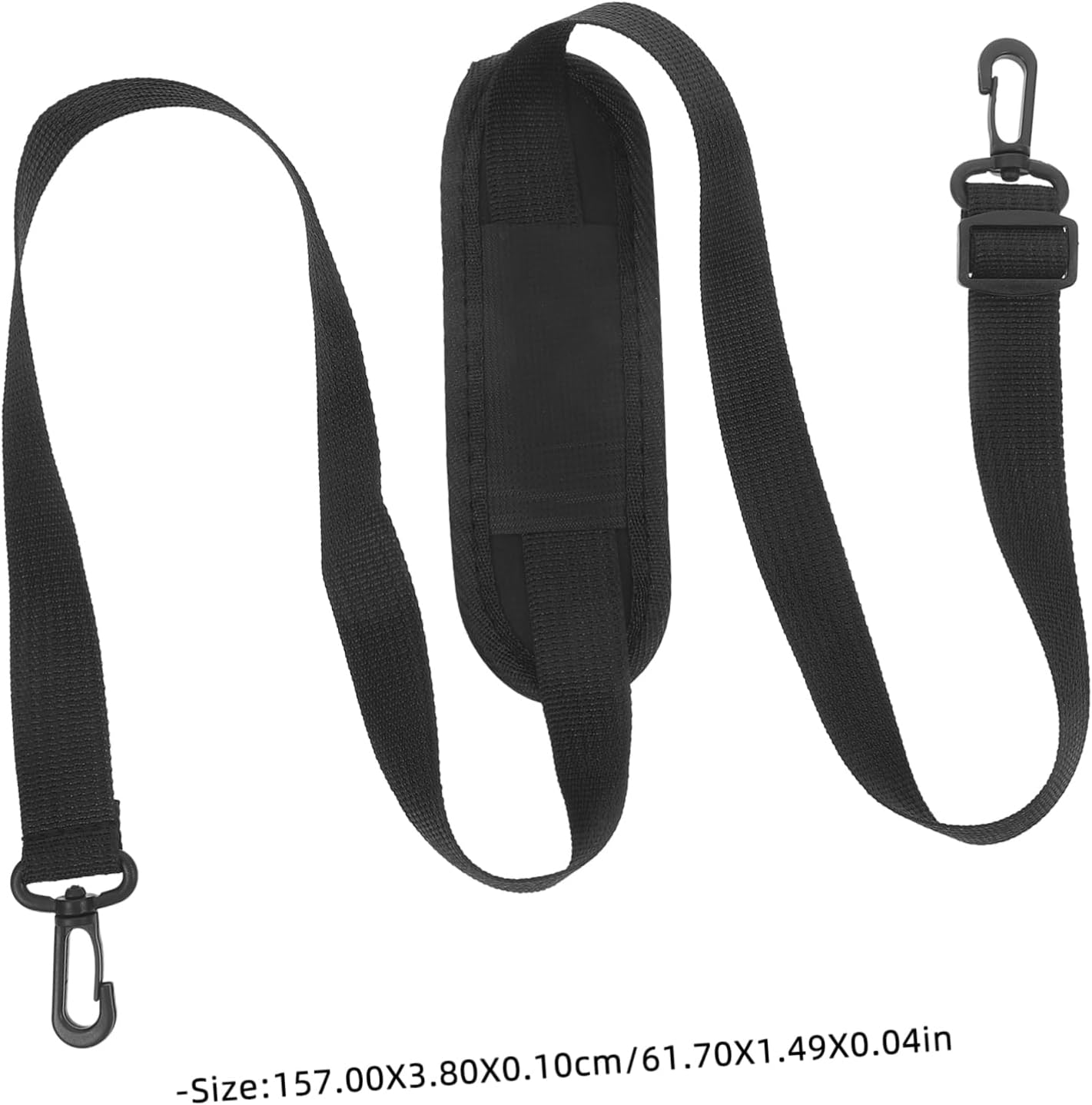 Hoement Adjustable Sturdy Laptop Bag Strap with Hook, Black Nylon and Oxford Cloth Padding, Messenger and Briefcase Belt for Travel and Work