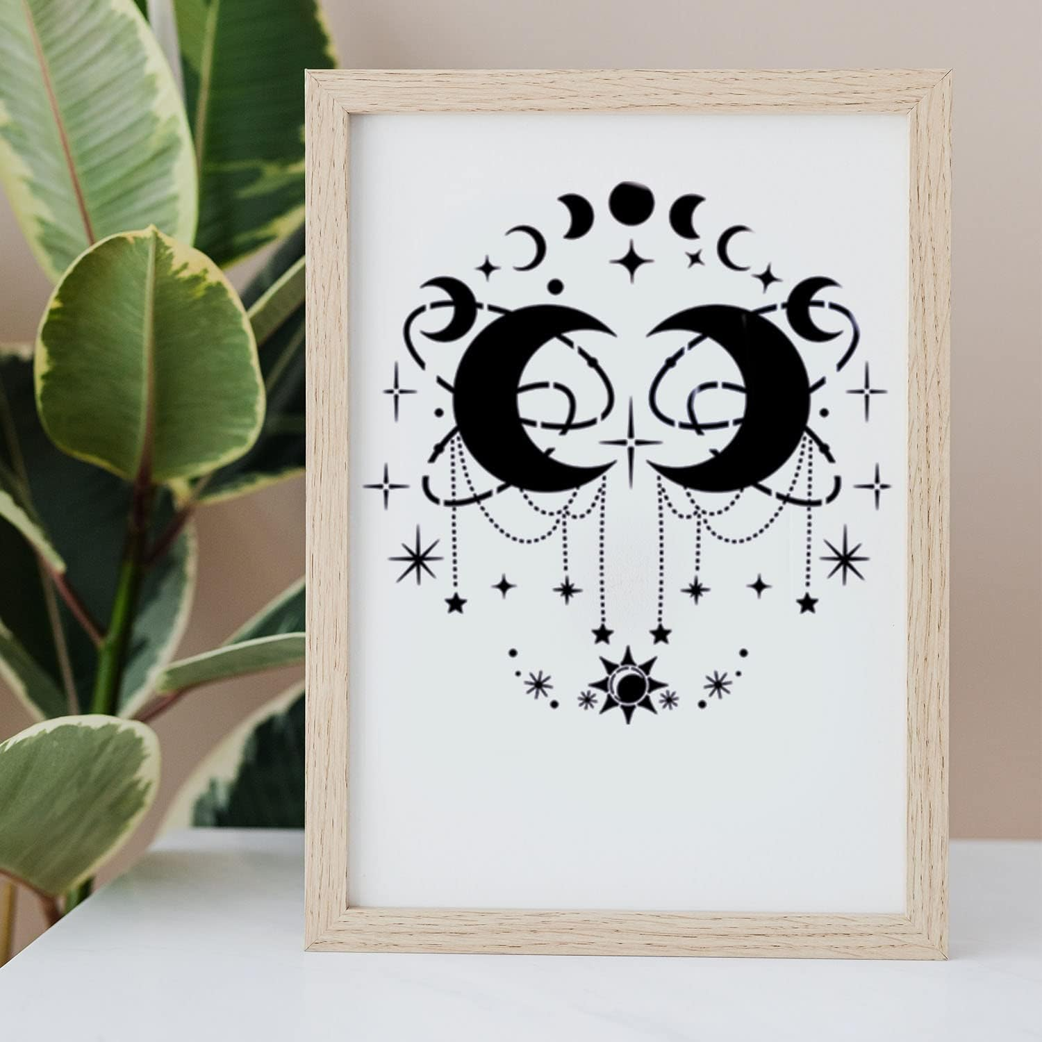 9Pcs Mandala Sun and Moon Stencil, Star Sun and Moon Stencils Reusable Mandala Sun Stencils Decoration Moon Template for Painting Crafts Wood Wall Furniture Home Decor image number 2