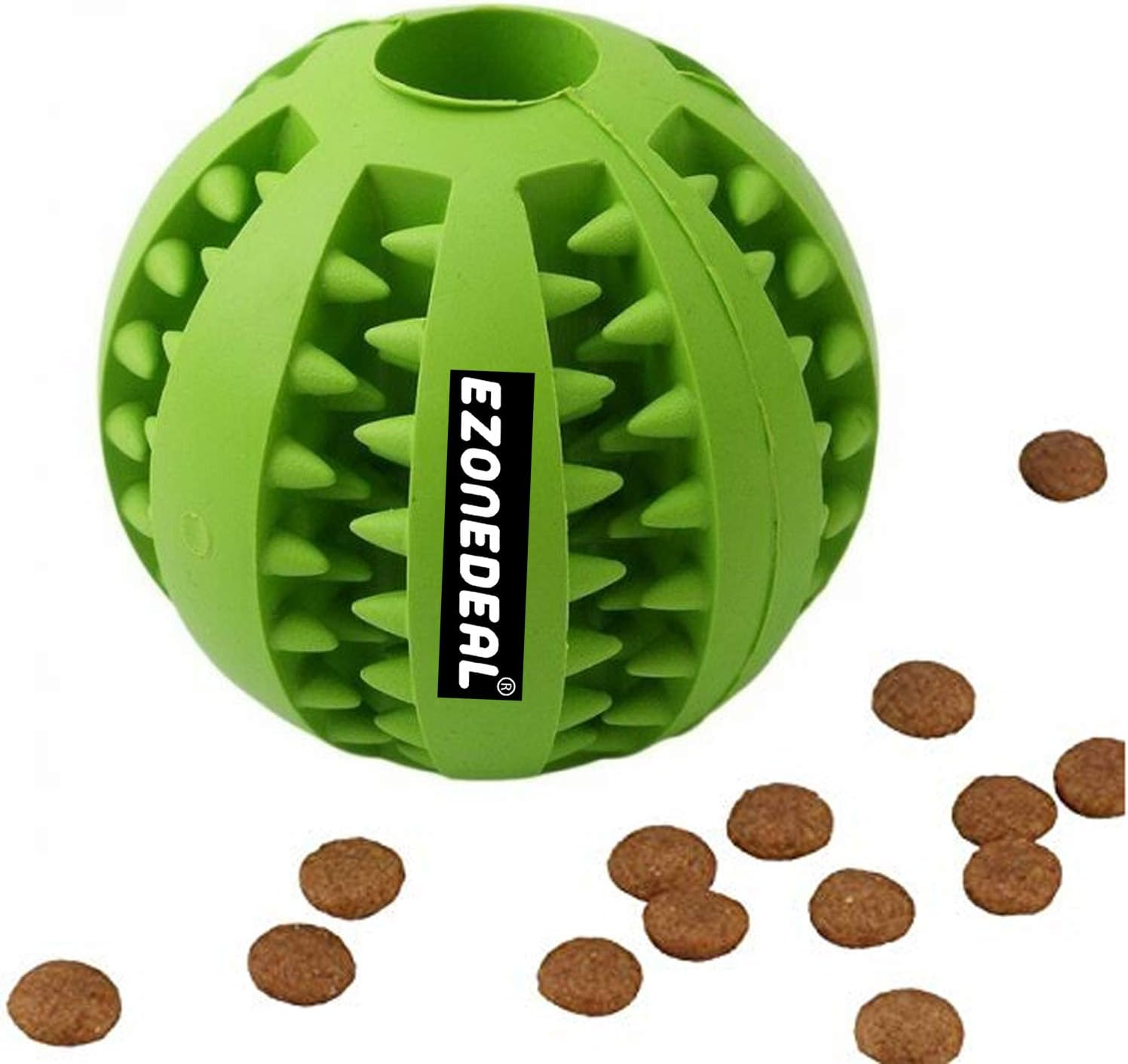 Ezonedeal Pets Dog Treat Toy Ball Rubber Dog Food Ball IQ Treat Feeder Puzzle Tooth Cleaning Interactive 5Cm for Dog Teeth Cleaning/Chewing/Playing/Treat Dispensing (Green) image number 6