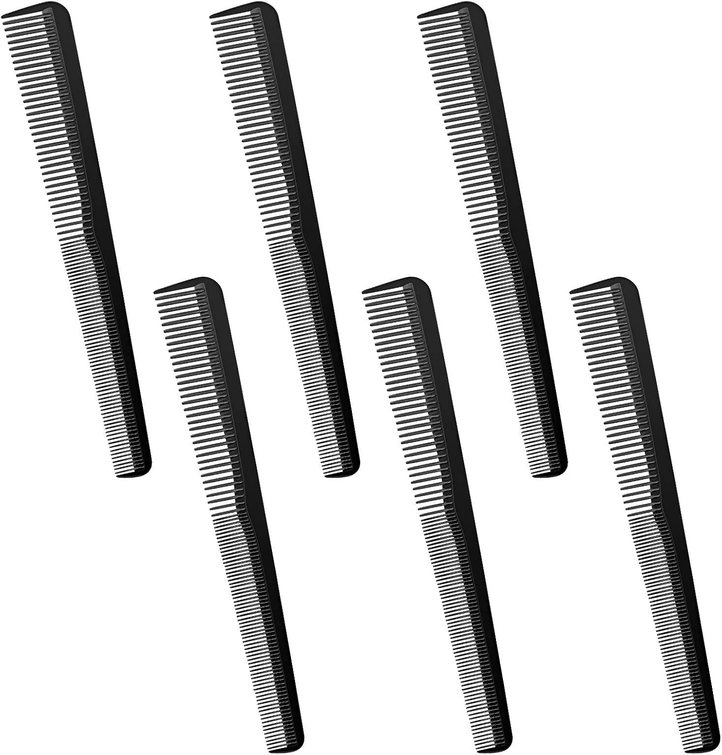 Boao 6 Pieces Tapered Comb Carbon Fiber Salon Hairdressing Fine and Wide Tooth Comb Heat Resistant Tapering Barber Stylist Cutting for Men Women(Black)