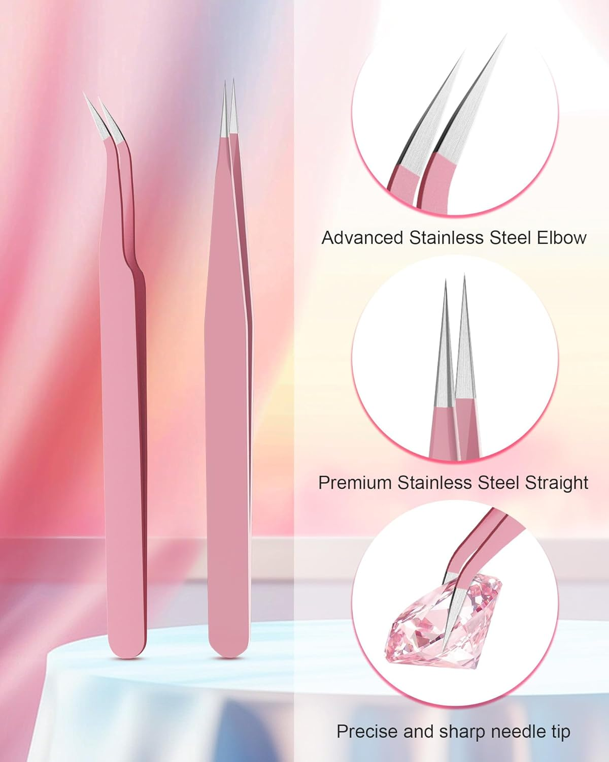 Difenni Rhinestone Picker Tool Set,Rhinestone Applicator Tool,Rhinestone Picker Dotting with 4 Extra Pink Replaceable Wax Head and 2 Tweezer (Pink) image number 5