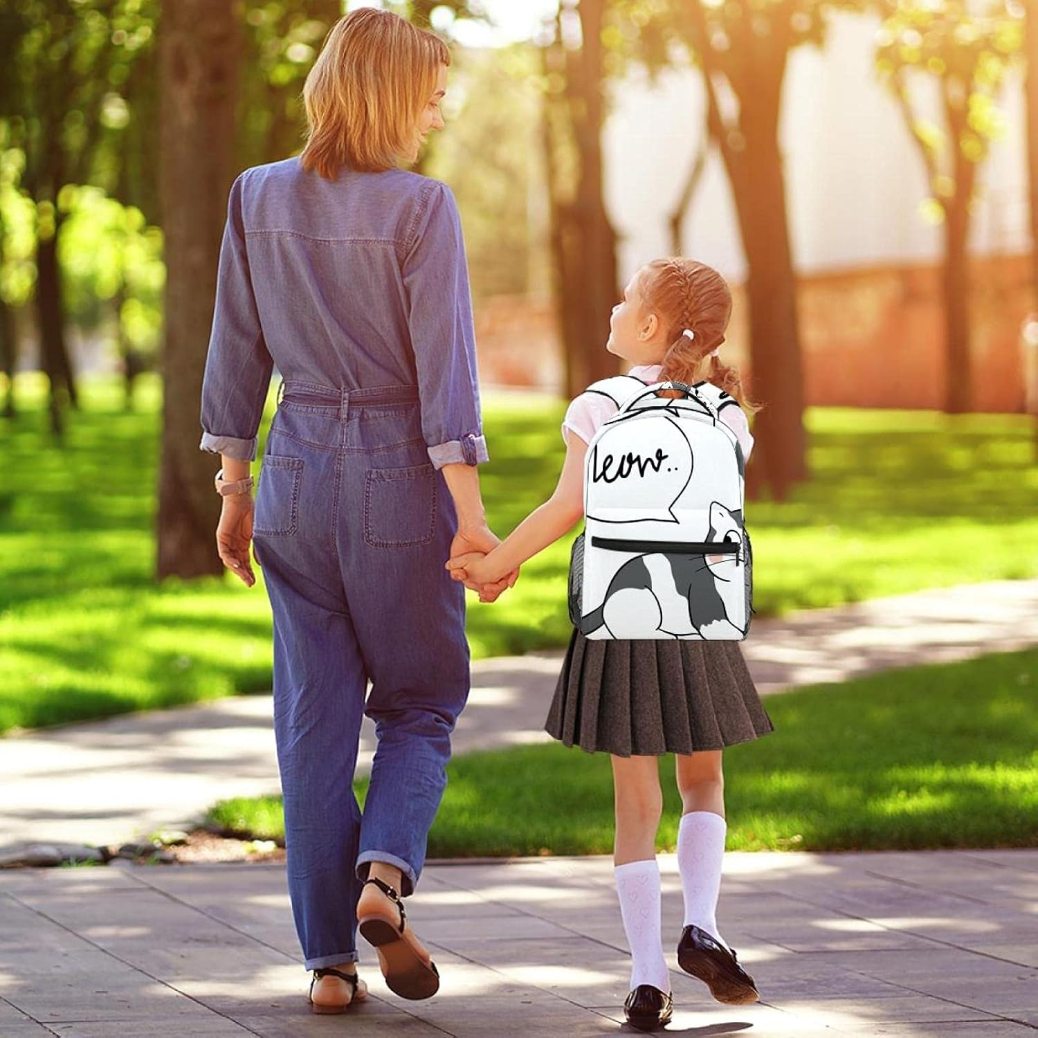 Cute Cat and Bubble Meow Backpack Students Shoulder Bags Travel Bag College School Tote Backpacks image number 5