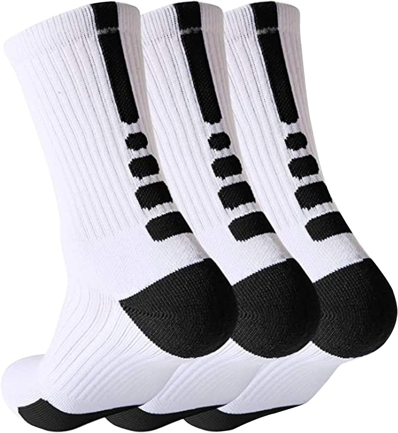 Elite Basketball Socks, Cushioned Mid-Calf Athletic Sports Running Socks for Men & Women