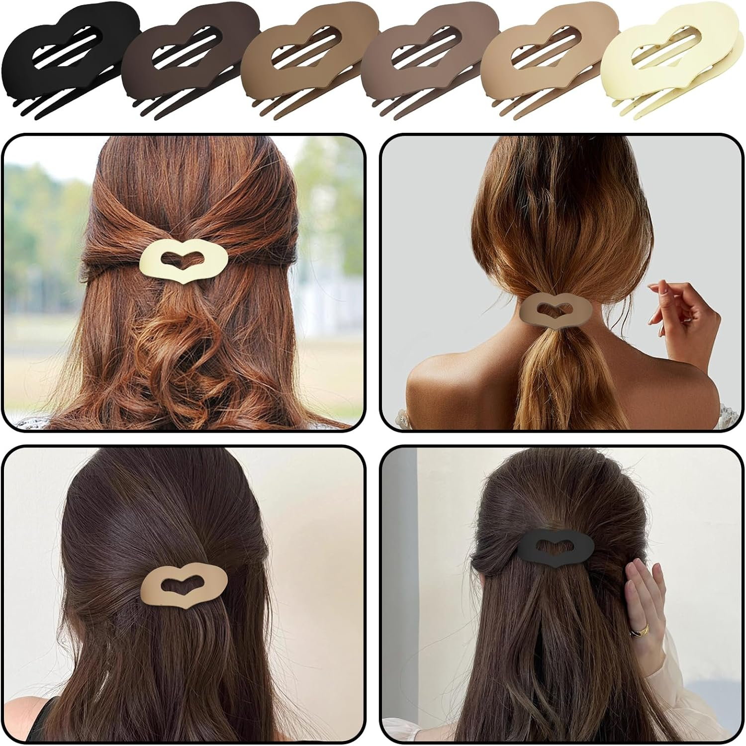 Pack of 6 Duck Beak Hair Clips, Women'S Heart Flat Hair Clips, Flat Hair Clips, Leopard Print Hair Clip, Thin Hair image number 4