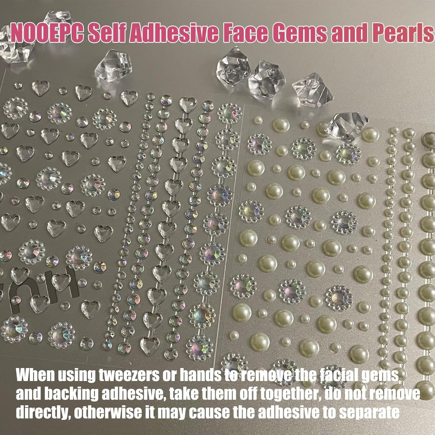 Face Gems Rhinestones Pearl Gem Stickers Self Adhesive Face Jewels Glitter Kit Hotfix Nail Hair Jewellery Rhinestone Stickers Body Glitter Bedazzling Art for Women DIY Festival Makeup Eye Body Nail image number 5
