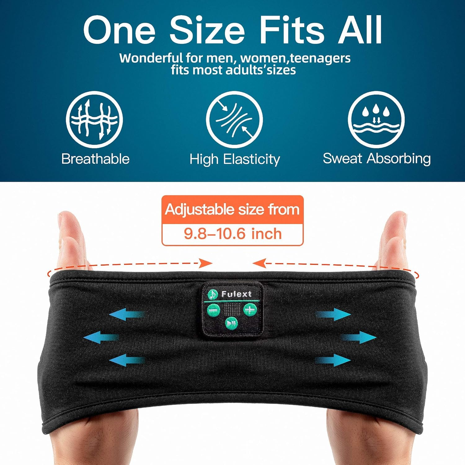 Fulext Sleep Headphones Bluetooth, Upgrade Wireless Sports Headband Headphones with Ultra-Thin HD Stereo Speakers Long Time Play for Side Sleepers Running Yoga Travel, Gifts for Men Women image number 5