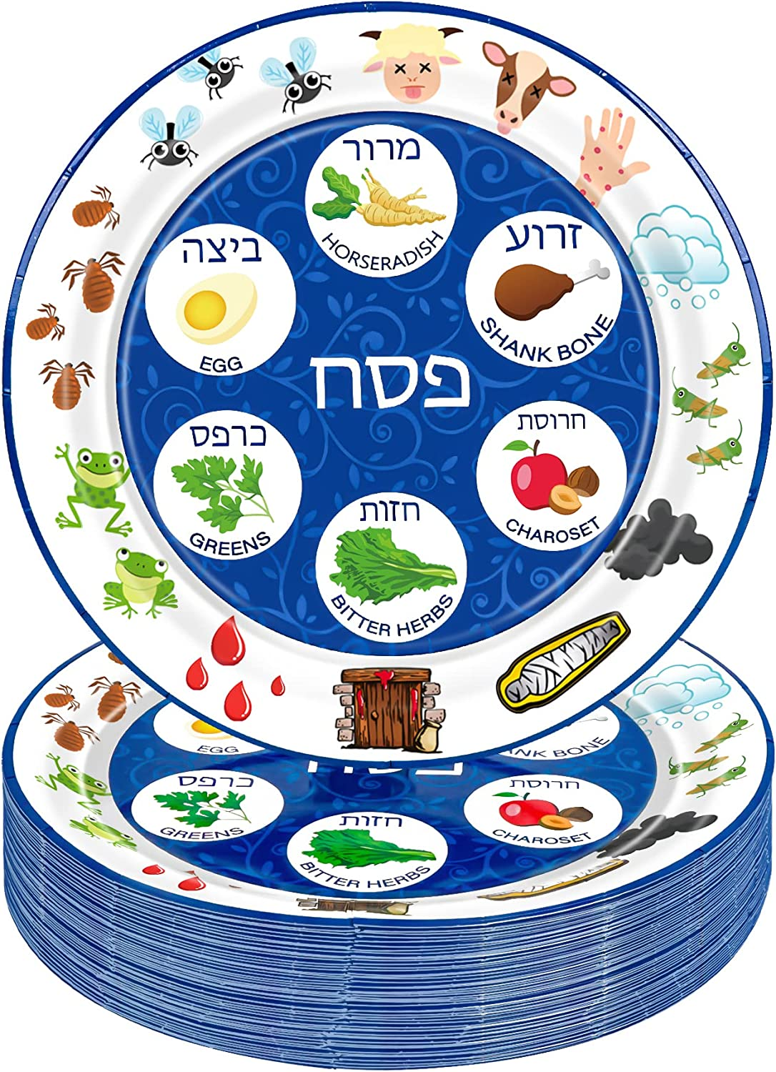 50 PCS Renaissance Design Seder Plates for Passover - 9 Inch Disposable Pesach Plates for Foods, Deluxe Quality Party Table Decorations image number 5