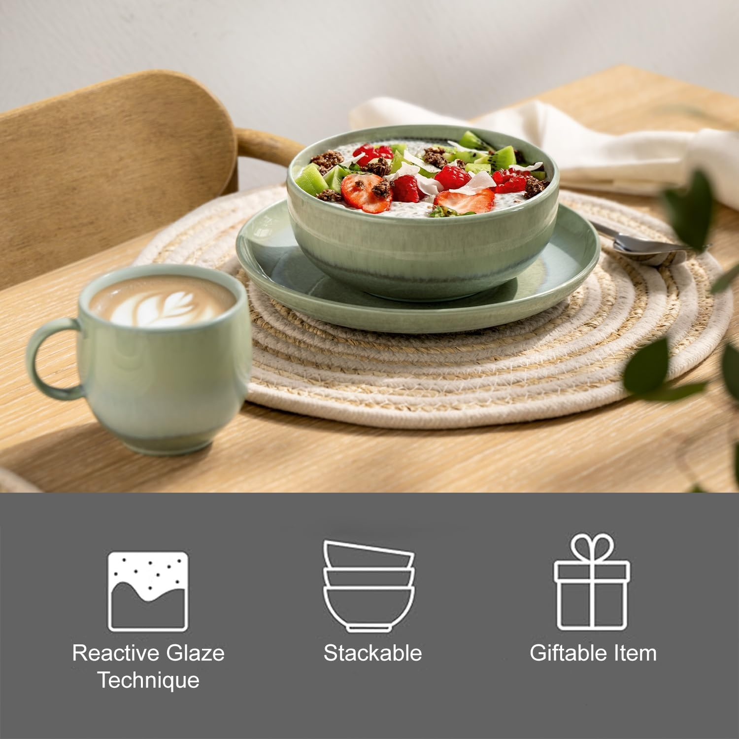 Like. by Villeroy & Boch Perlemor Alga Dinner Plate, 271 Mm, Premium Porcelain, Unique Effect Glaze image number 1