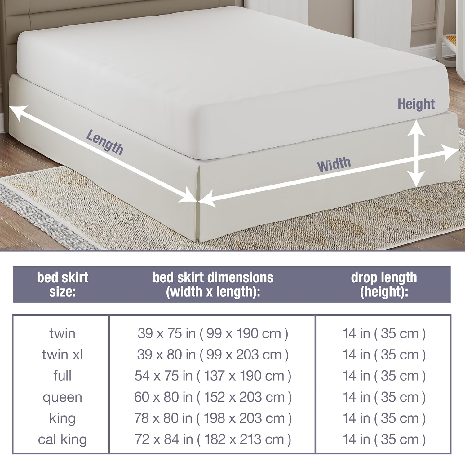 Lux Hotel Bedding Tailored Bed Skirt, Classic 14&rdquo; Drop Length, Pleated Styling, King, Ivory image number 7