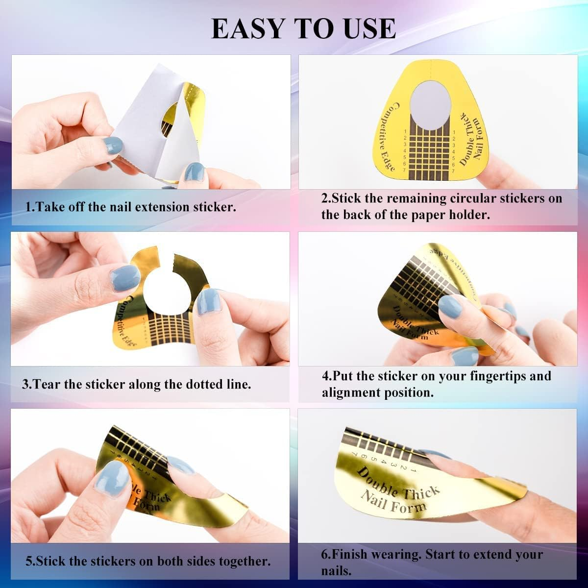 200Pcs Professional Long Nail Forms for Acrylic Nails, Polygel Nails, Thick Nail Art Tips Extension Forms, Premium Acrylic Nail Paper Forms for Gel Nail, Nail Former Stickers