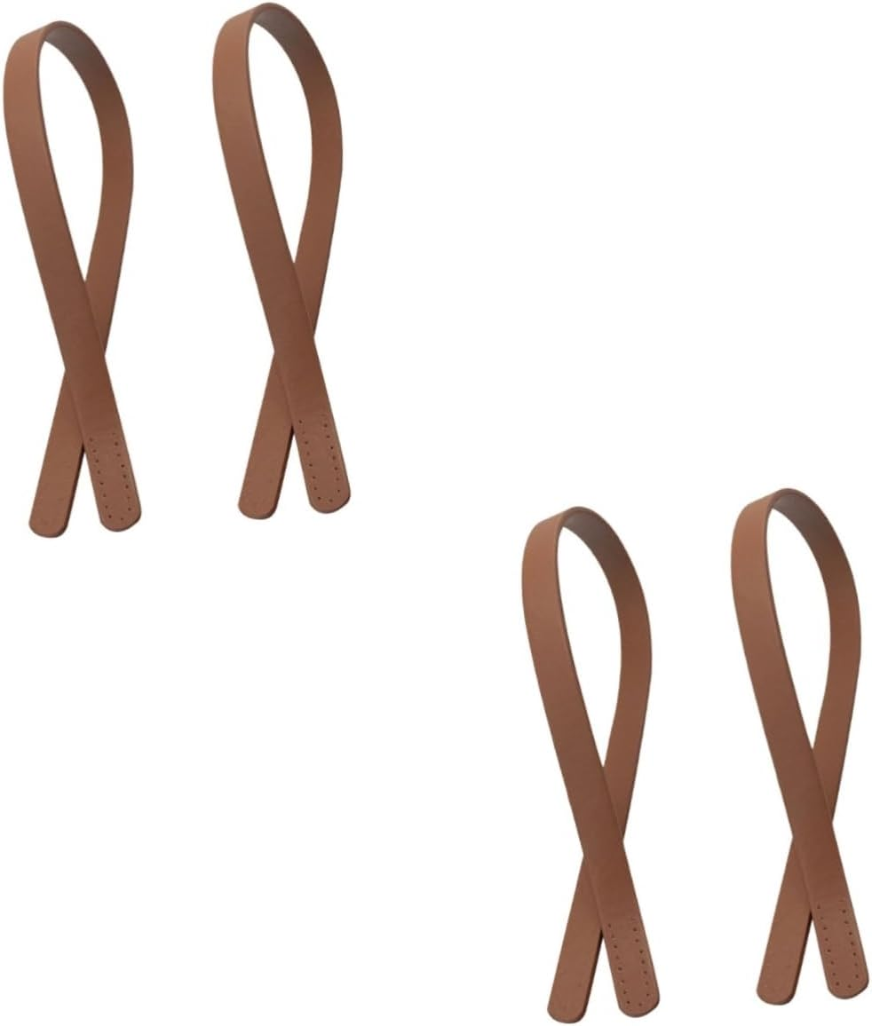 TEHAUX 4Pcs Pu Leather Bag Strap Replacement Handbag Belt for Women Ladies DIY Tote Bag Strap Porous Handstitch image number 6