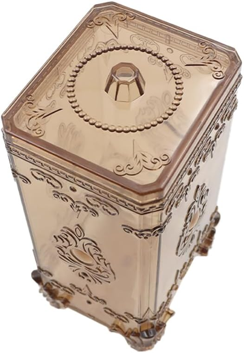 NUZAMAS Cosmetic Cotton Storage Box Transparent Square Cotton Pads Container Face Cotton Balls round Cotton Dispenser Holder Transparent Desktop Storage Box image number 5