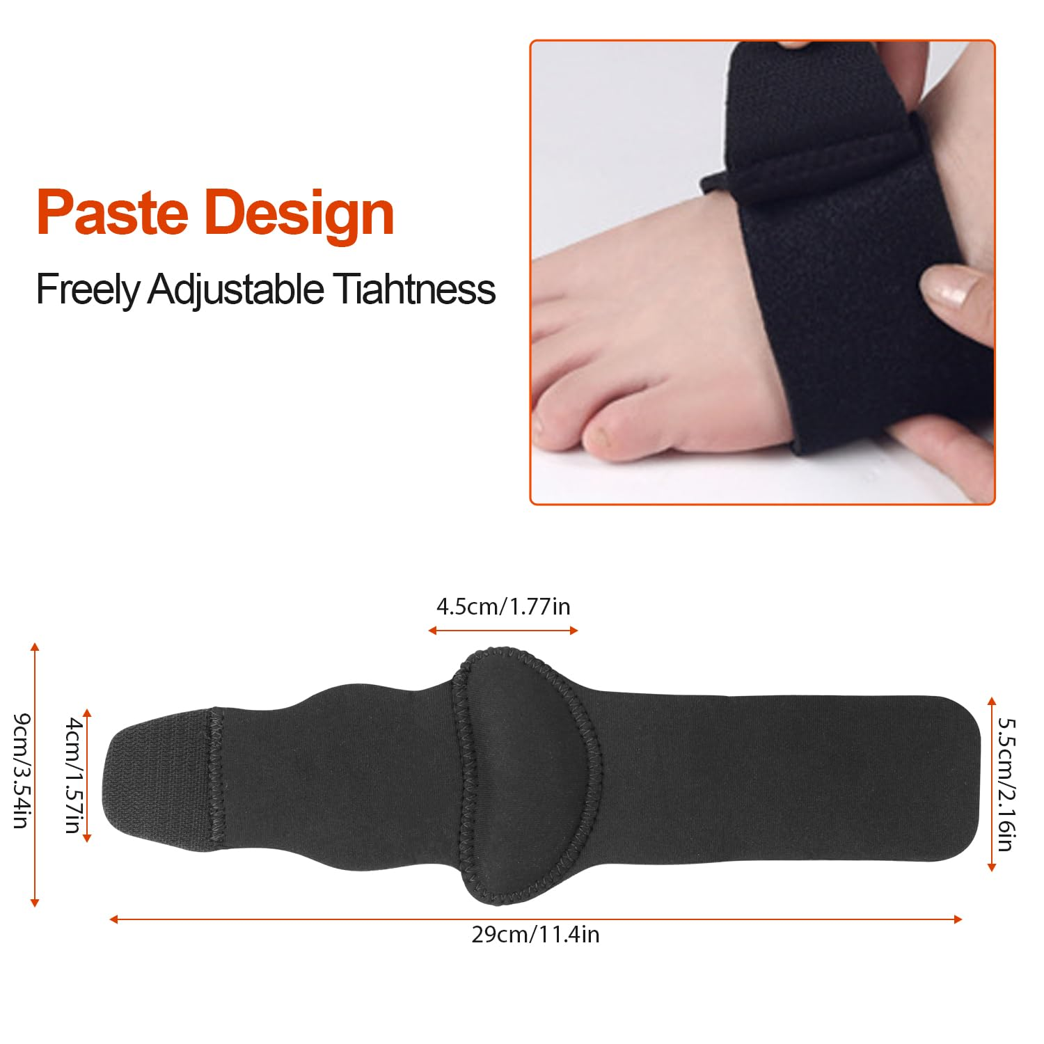 Foot Arch Supports Gel-Padded, H HOME-MART Adjustable Compression Sleeves for Plantar Fasciitis Relief, Heel Spurs, Fallen Arches, Flat Feet Enhanced Foot Care BK image number 2