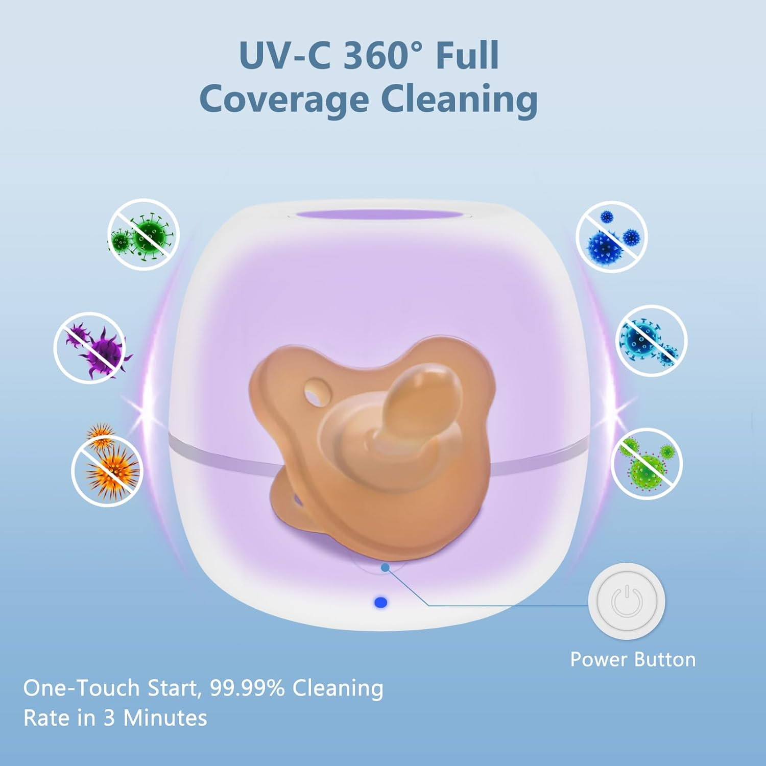 Pacifier Sanitizer Portable, UV Light Sanitizer on the Go, USB Charging Sanitizer Case, Mini Pacifier Sanitizer 99.99% Cleaned in 59 Seconds image number 3