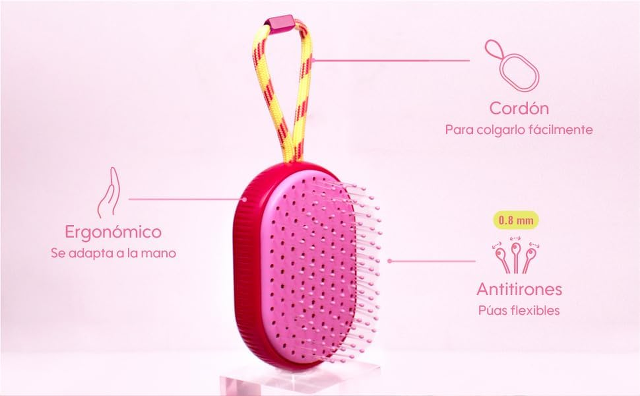 Beter - Hair Detangling Brush, Detangling On-The-Go Pink, Compact with Hanging Cord, Ideal for Travel, Made from Recycled Plastic, for All Hair Types image number 2