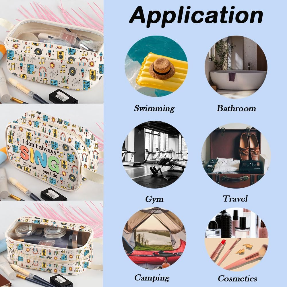 MNIGIU Funny Singer Gift Music Lover Gift I Don'T Always Sing Oh Wait Yes I Do Clear Cosmetic Bag Music Teacher Gift, Yes I Do Bag image number 4